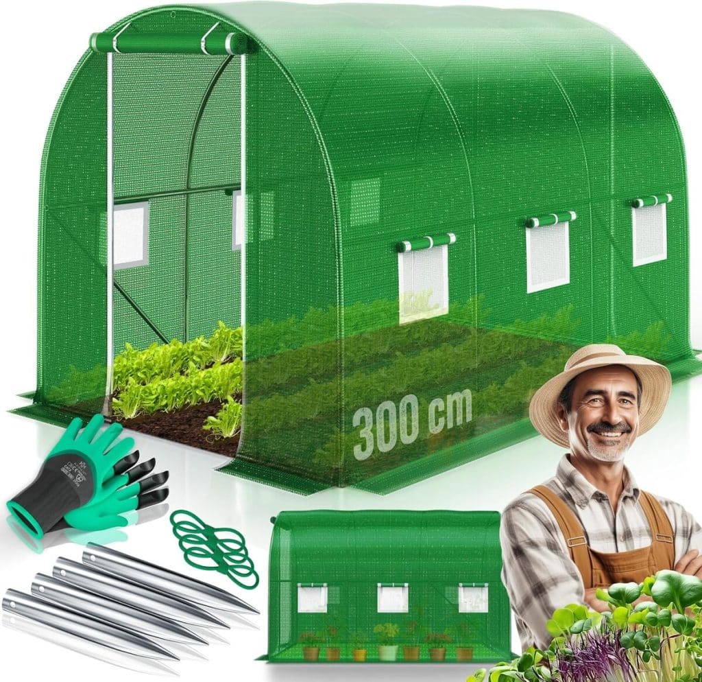 Test de la serre KESSER avec 6 fenêtres et cadre en acier galvanisé