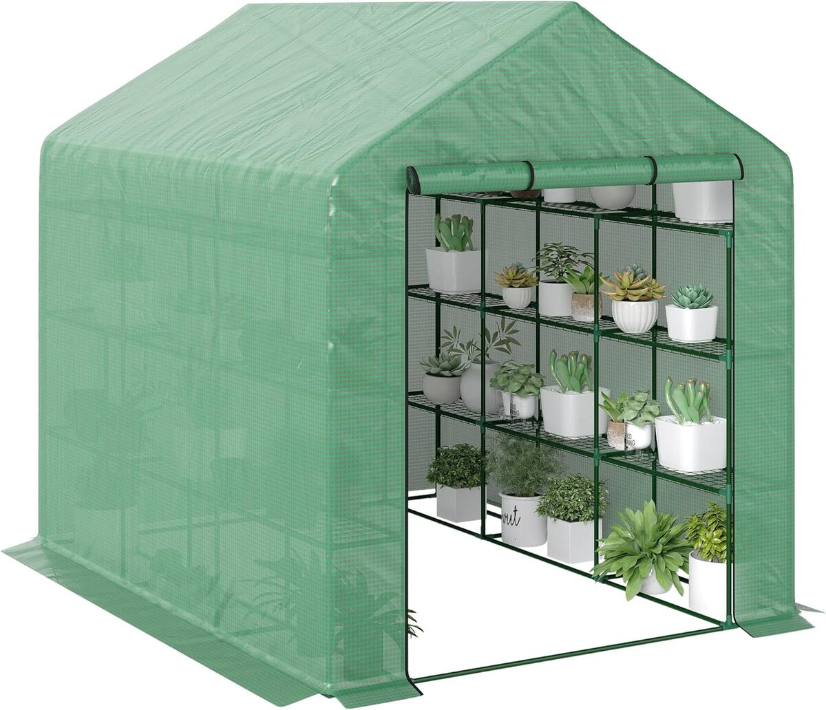 Test de la serre de jardin Outsunny PE avec étagères 4 niveaux