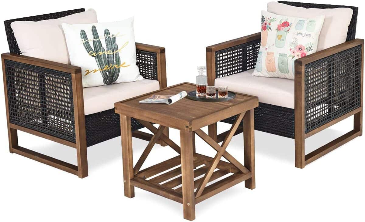 Avis : ensemble de meubles de patio Costway 3 pièces en rotin, 160 kg