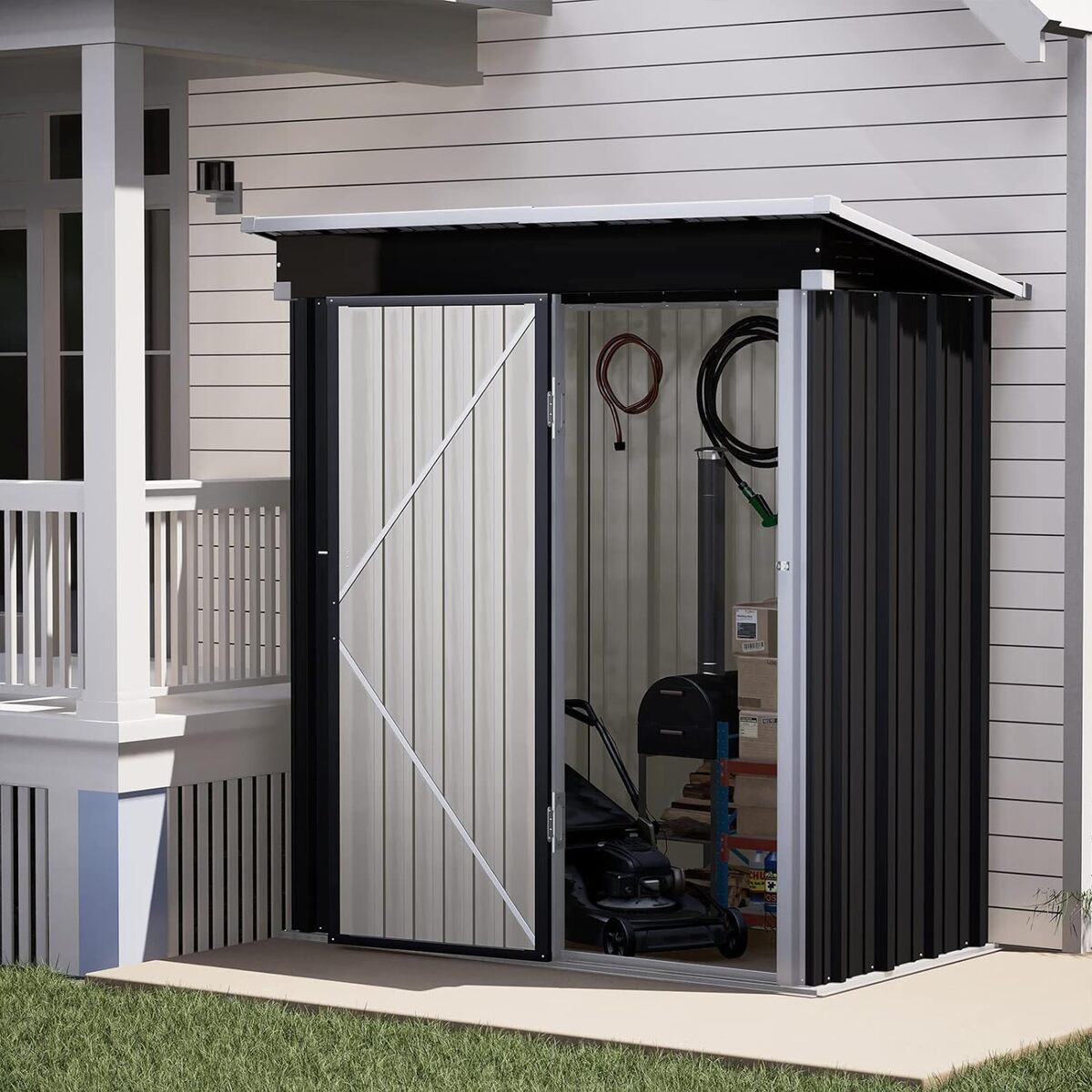 Test : abri de jardin UDPATIO en métal étanche gris foncé
