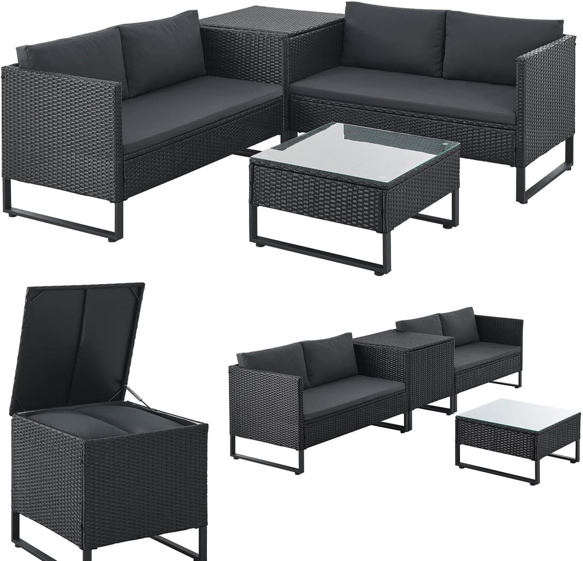 Test : salon de jardin Juskys Santorini en polyrotin noir