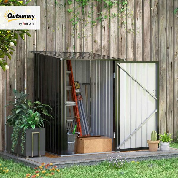 Outsunny Abri de Jardin 1m² - Remise pour Outils - cabanon Porte verrouillable - dim. 1L x 1,03l x 1,6H m - tôle d'acier ondulée Anthracite