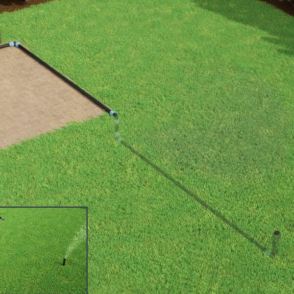 HOLZBRINK Kit de démarrage pour l’Irrigation du Gazon, système d’arrosage enterré de la pelouse : 30 m Tuyau LDPE 25 mm, 5X Arroseur Automatique Pop-up, HTB-11-5-30