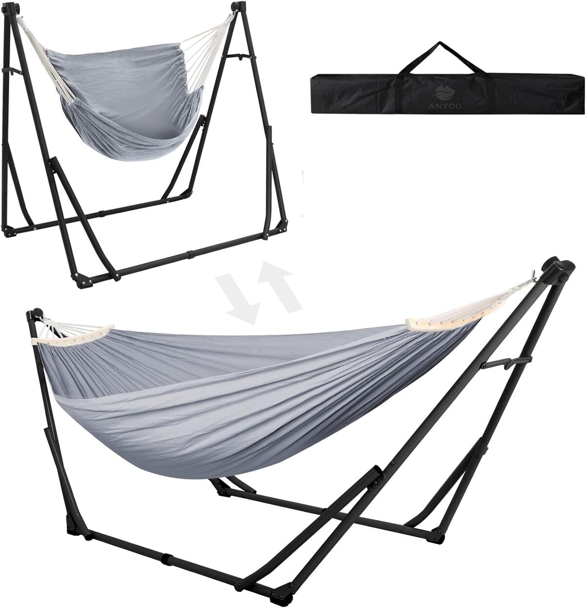 Test : anyoo hamac chaise double usage avec support pliable