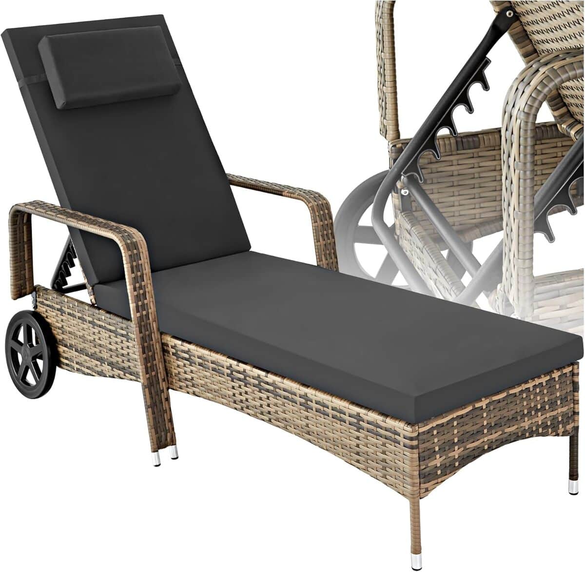 Test de la chaise longue inclinable tectake® en résine tressée