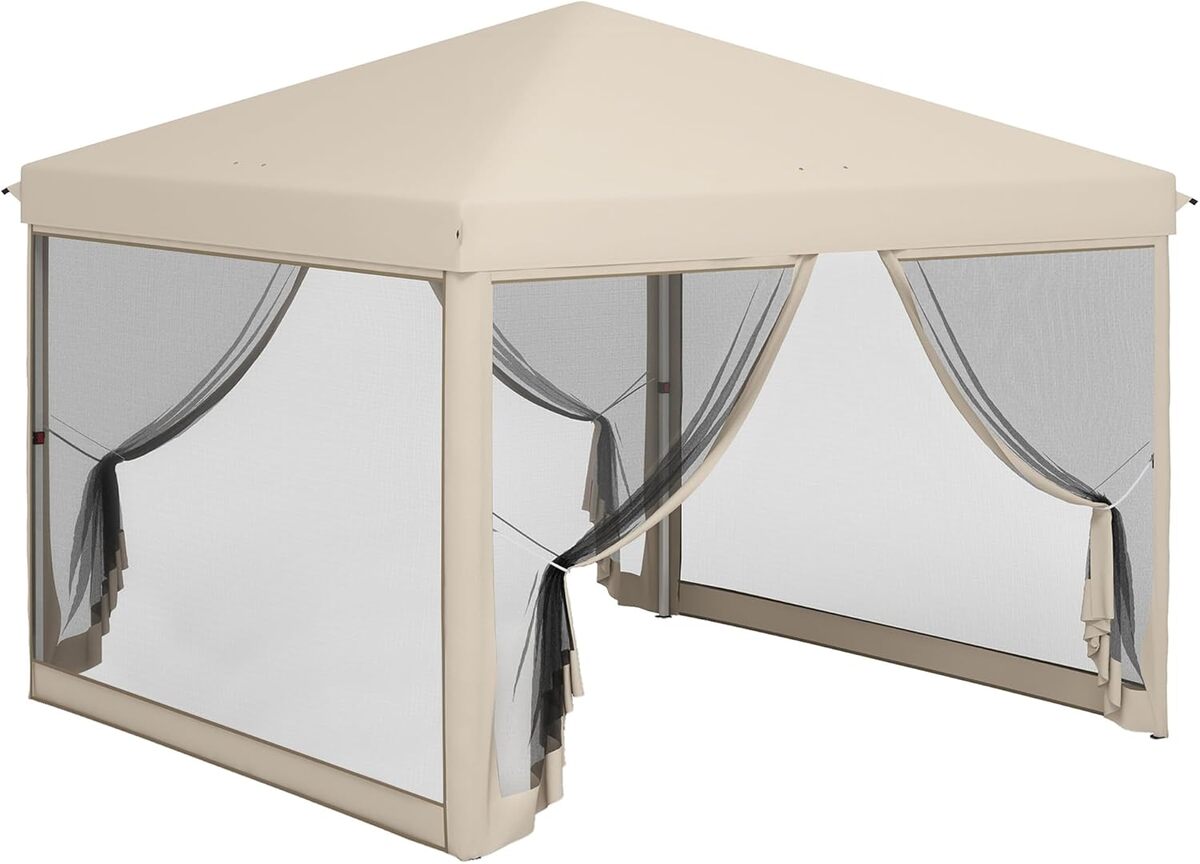 Test de la tonnelle pliant Pop-up Outsunny : style colonial avec moustiquaires