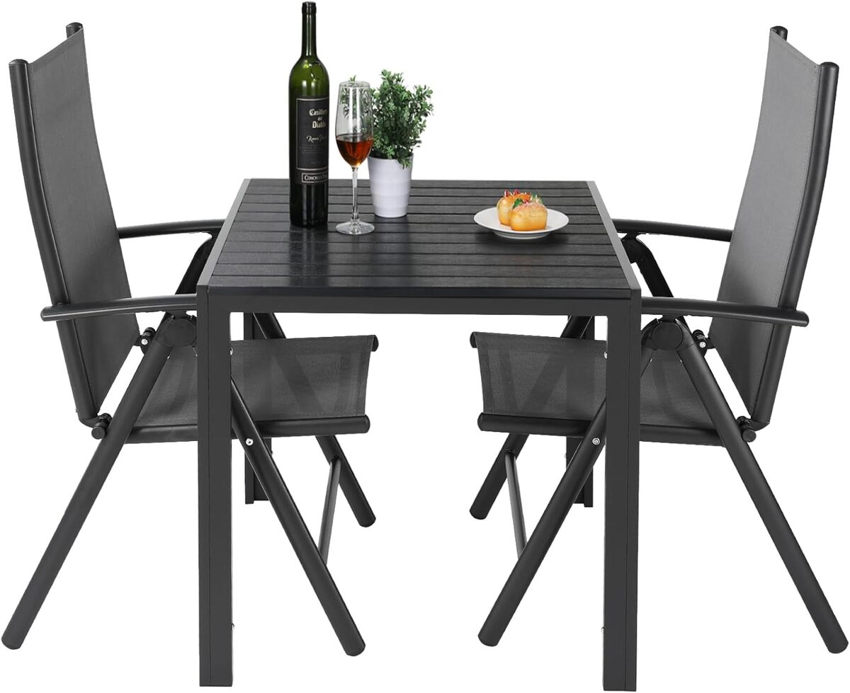 Test du salon de jardin Liferrun : ensemble 3 pièces en aluminium noir