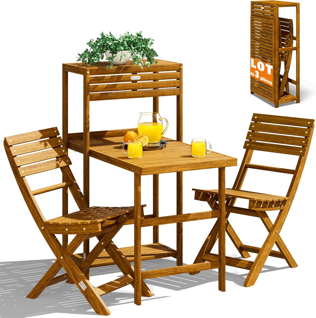 Test : set de balcon Casaria bois acacia 3 pièces