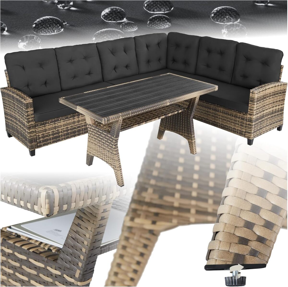 Test TecTake salon de jardin XXL : confort et style en poly rotin