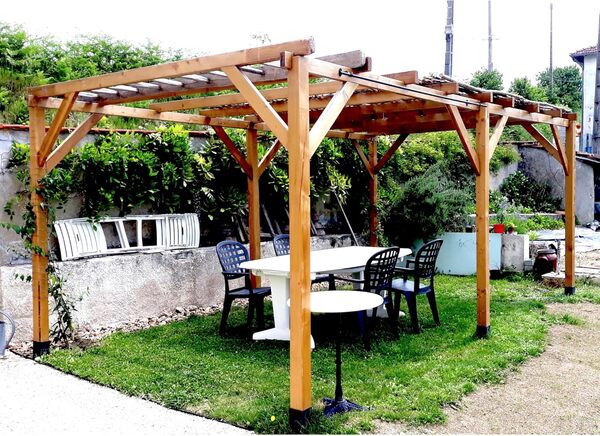 Pergola en Bois Massif 3 x 5-15m2 Traitement Classe 3 Marron