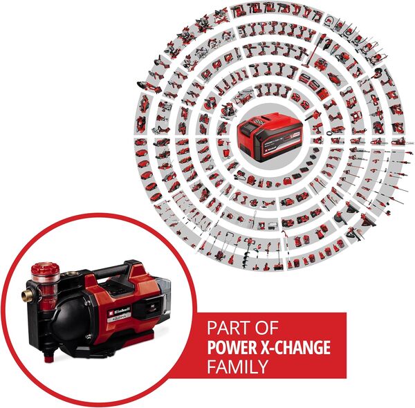Einhell Pompe d'arrosage sans fil AQUINNA 36/38 F LED AUTOMATIQUE Solo Power X-Change (36V, Débit max. 3,800 L/h, Pression 3,7bar) Livré sans batterie ni chargeur