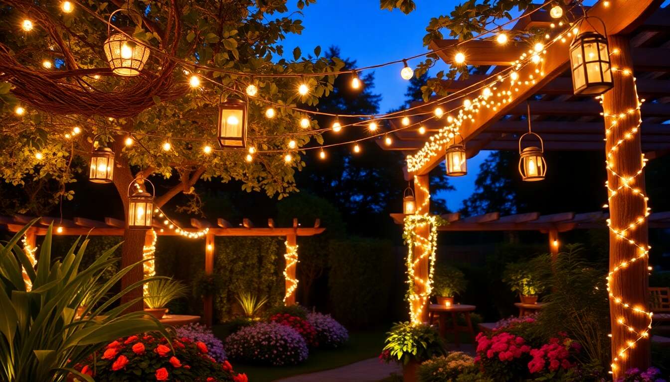 Éclairer son jardin : idées de guirlandes lumineuses