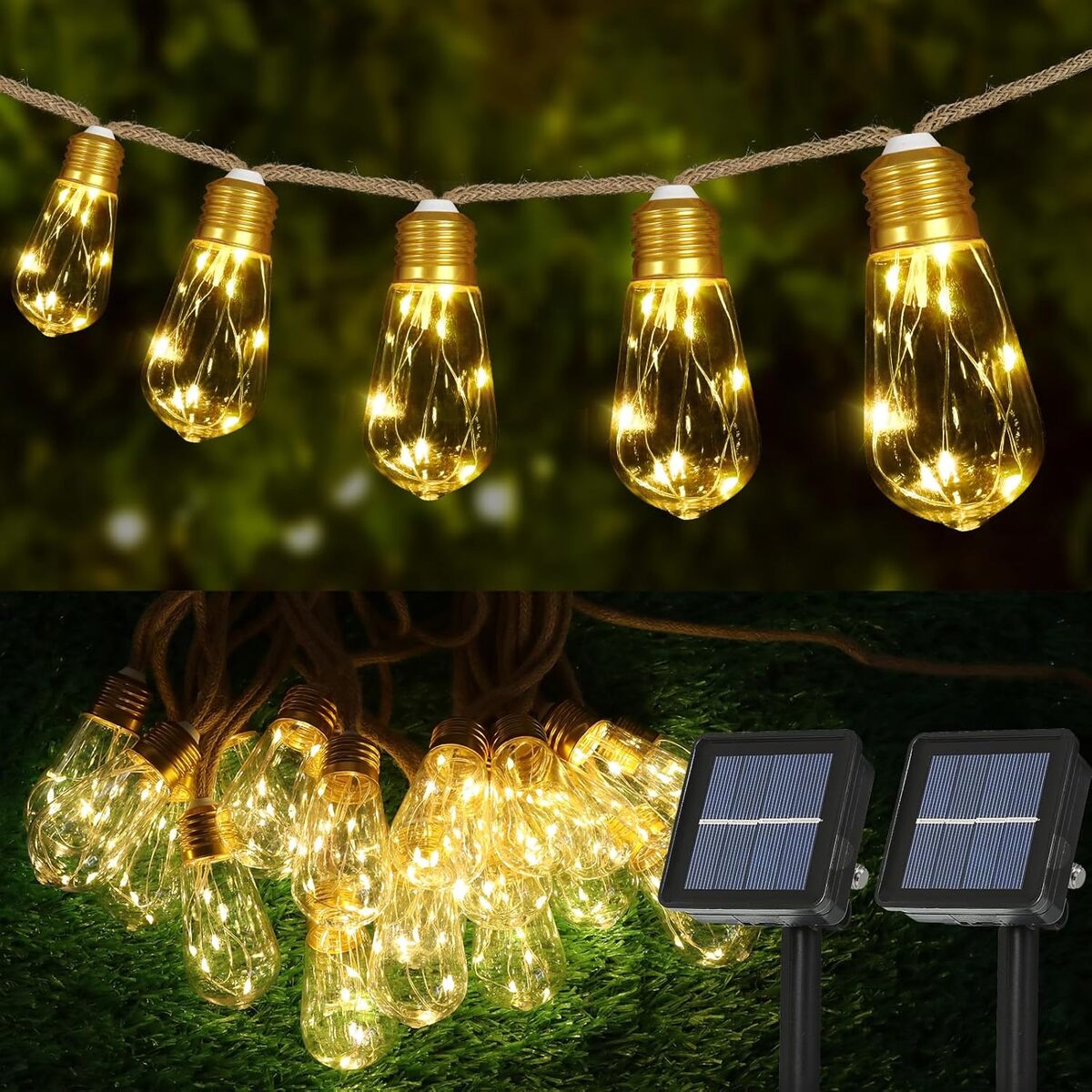 Avis sur les guirlandes solaires vintage en corde de chanvre