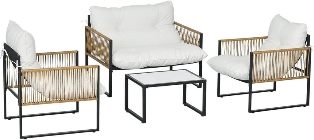 Test : ensemble salon de jardin 4 pièces Outsunny - gris