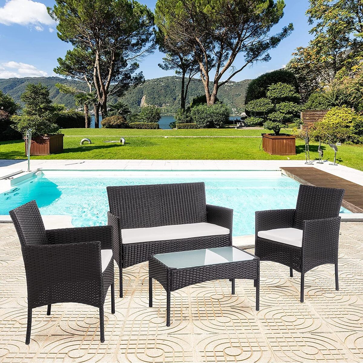 Test : gimisgu meubles de jardin 7 pièces en polyrotin noir