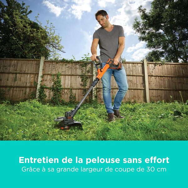 BLACK+DECKER POWERCONNECT Débroussailleuse, Coupe-Herbe sans Fil de 30 cm, STC1840EPC-QW