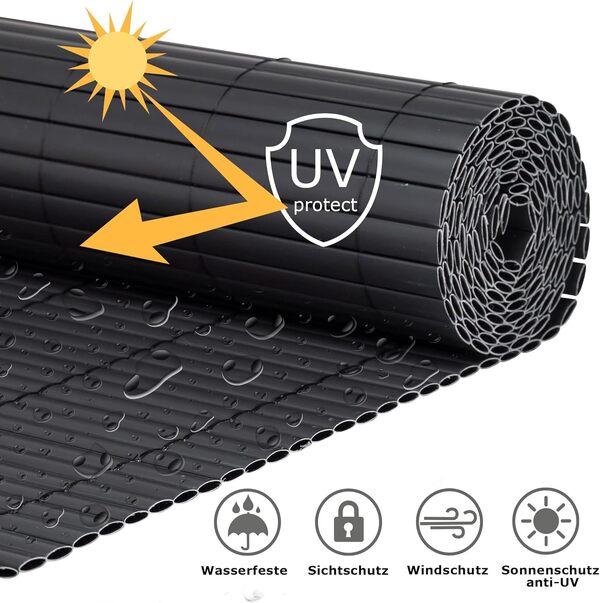 jarolift Premium Canisse en PVC Brise Vue pour Jardin Balcon Et Terrasse Clôture De Protection Visuelle Cache-clôture, 180 x 1000 cm (2X 5m Longueur) Marron