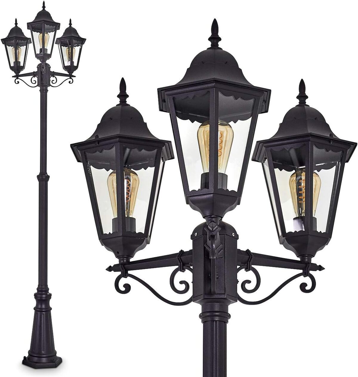 Avis lampadaire Hongkong 3 lumières : charme rétro en extérieur