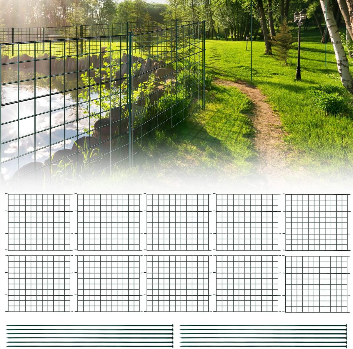 Test : ansobea clôture d'étang – 20 éléments en métal pour jardin et animaux