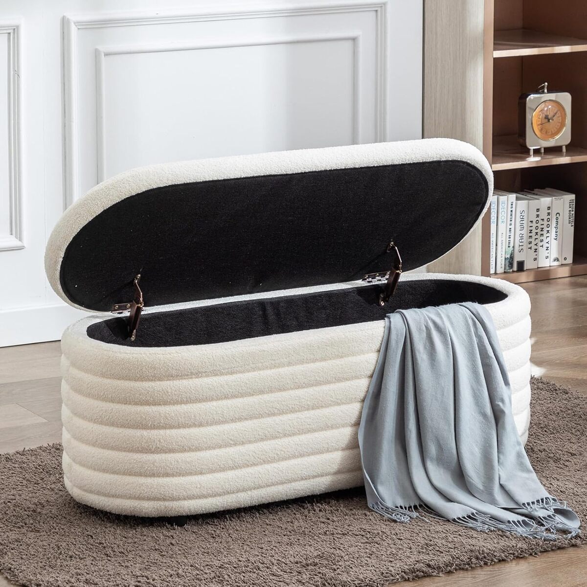 Test : chairus coffre de rangement en fausse fourrure blanc 120L