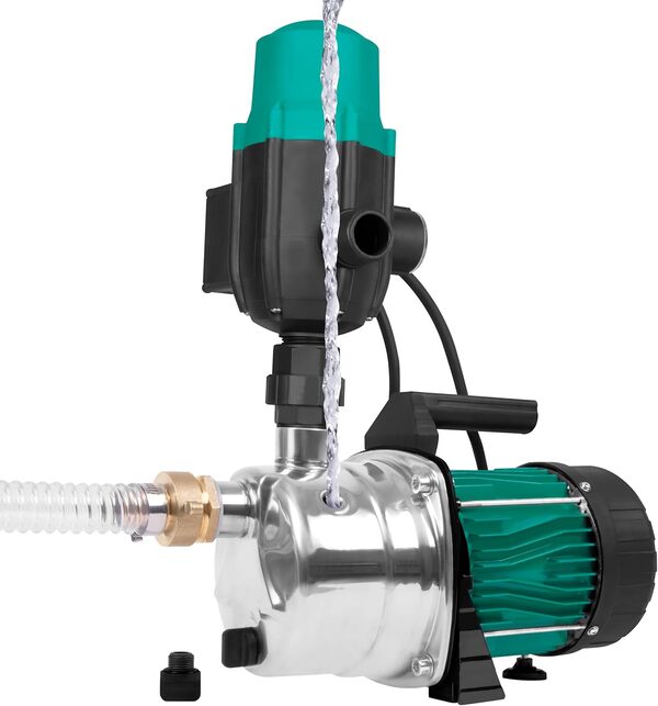VONROC Pompe à Eau Automatique d'Arrosage 1000W, 3500l/h - 4,4 bar, Puissance Aspiration 8m - Hauteur max. 44m - Pompe à Eau Électrique Acier Inoxydable - Pompe de Jardin, pour 2 ou 4 Arroseurs