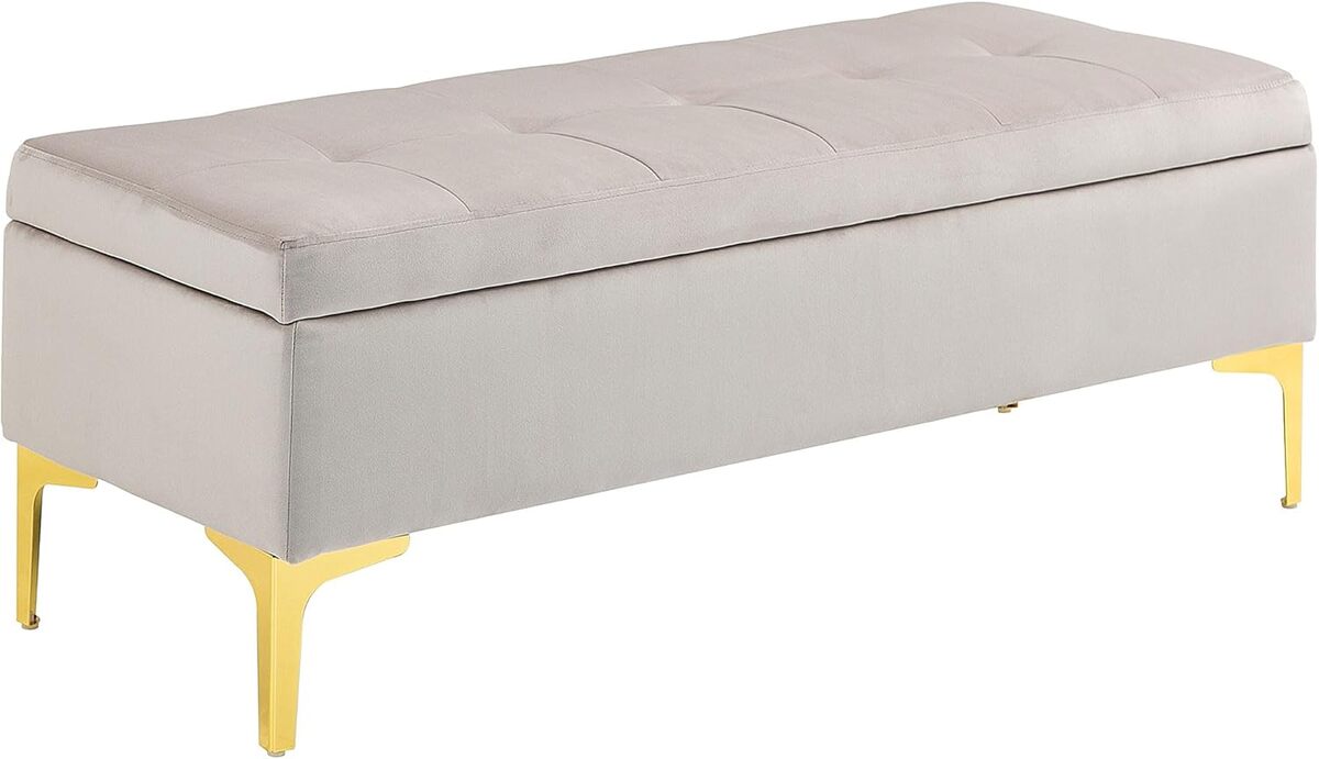 Test : homcom banc de rangement 2 en 1 en velours gris