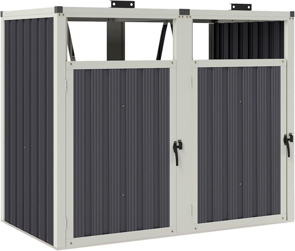 Test : outsunny abri pour 2 poubelles 240L, acier galvanisé, gris foncé