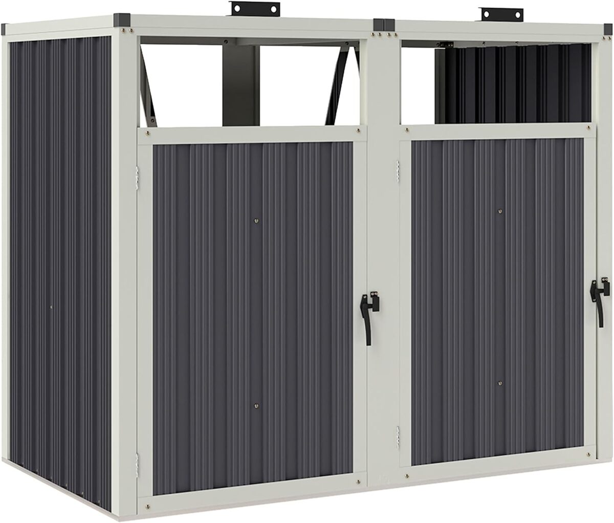 Test : outsunny abri pour 2 poubelles 240L, acier galvanisé, gris foncé