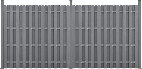 NEU.HOLZ Kit de 2 Clôtures Barrière Brise Vue Brise Vent Bois Composite (WPC) Gris 185 x 376 cm