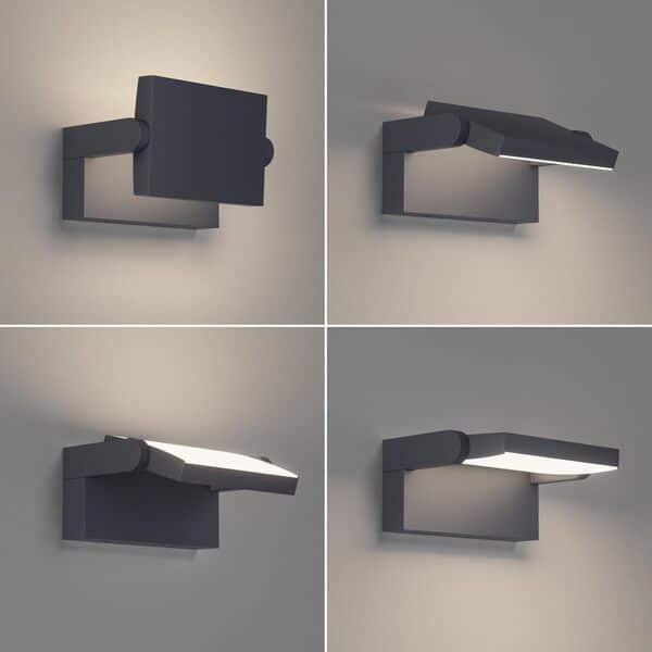 Klighten 4 Pcs 24W Applique Extérieur/Intérieur Rotatif, Éclairage LED Extérieur Imperméable IP65 Moderne, Lampe Murale pour Entrée Terrasse Jardin, Anthracite, 1500LM, Blanc Naturel 4000K [Classe énergétique G]