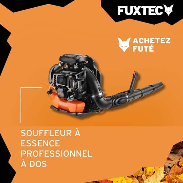FUXTEC Souffleur de Feuilles à Dos Thermique Professionnel 2 Temps FX-LBP165T - Sac à Dos Confort 334 km/h 65,1 cm3 + 2,4kW - Réservoir 1,5L