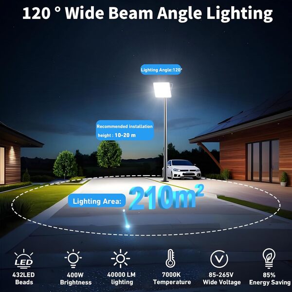 400W Projecteur LED Extérieur - 2PACK 40000LM Lumineux Spot LED Extérieur avec Transformateur, Projecteur Exterieur Blanc Froid 7000k, IP67 Étanche Eclairage Exterieur pour Garage, Stade, Usines [Classe énergétique F]