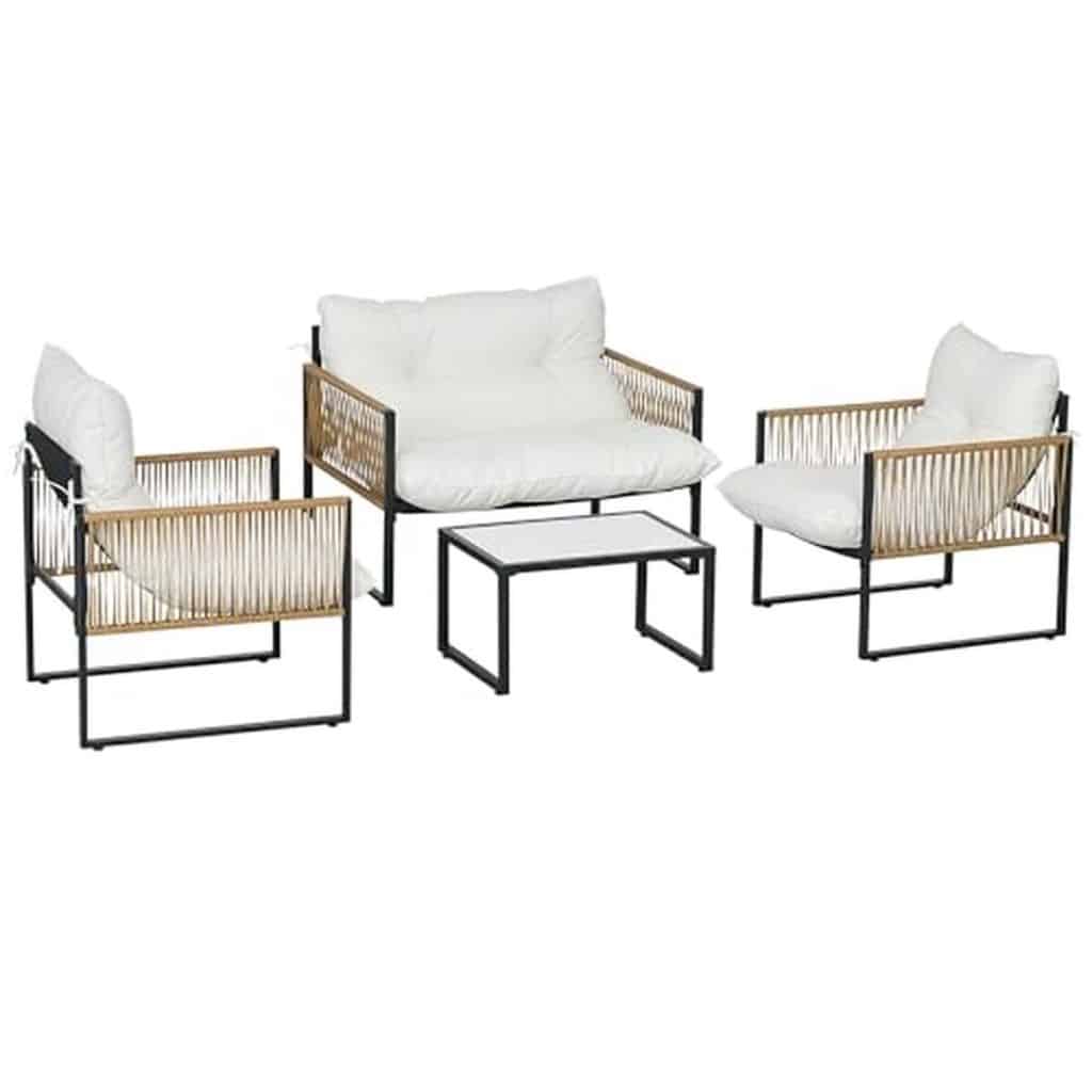 Test du salon de jardin Outsunny : ensemble mobilier 4 pièces en résine tressée