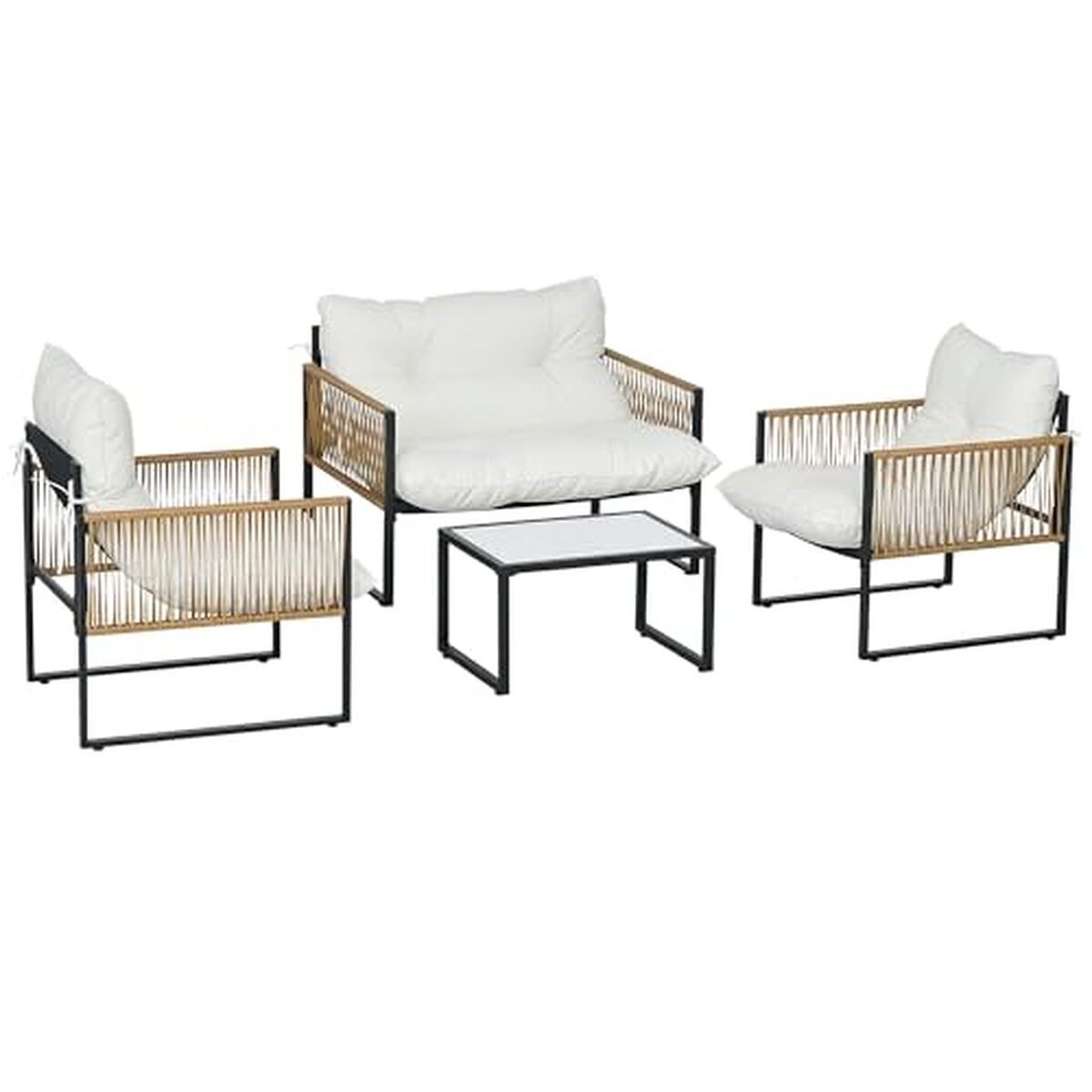 Test du salon de jardin Outsunny : ensemble mobilier 4 pièces en résine tressée