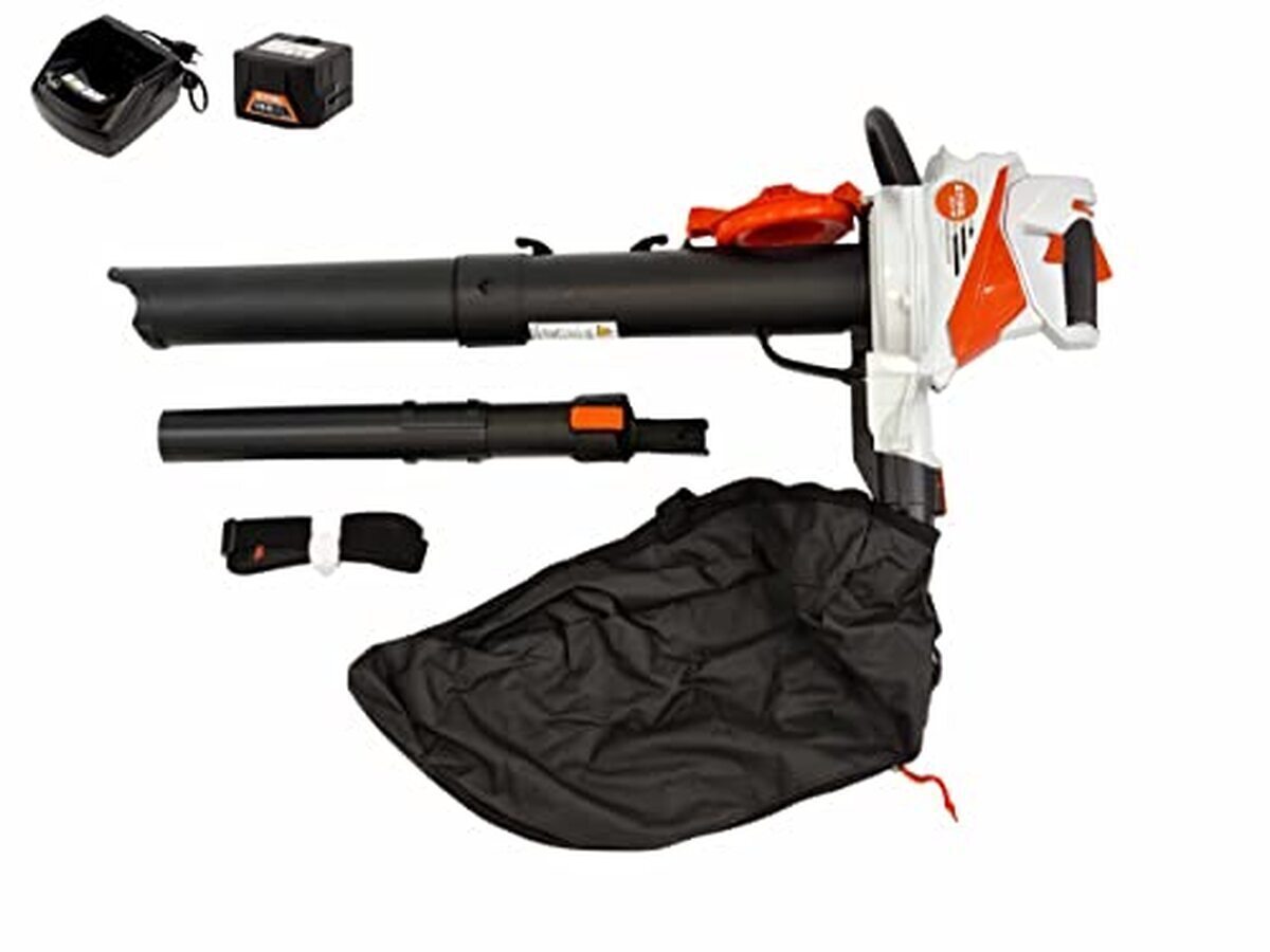 Test Stihl SHA 56 : aspirateur-broyeur sans fil avec batterie et chargeur