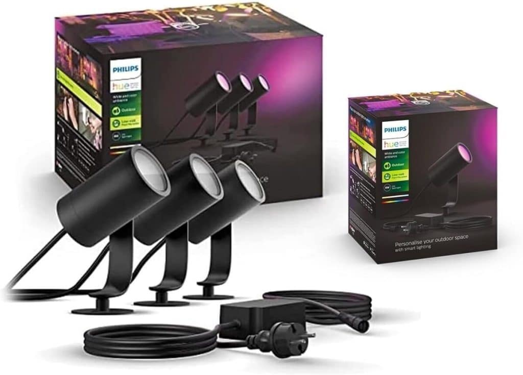 Test : philips hue lily garden spot, pack de 4, lumière extérieure 40 W