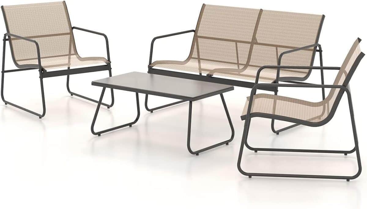 Test : ensemble de mobilier d'extérieur Grand patio 4 PC brun clair