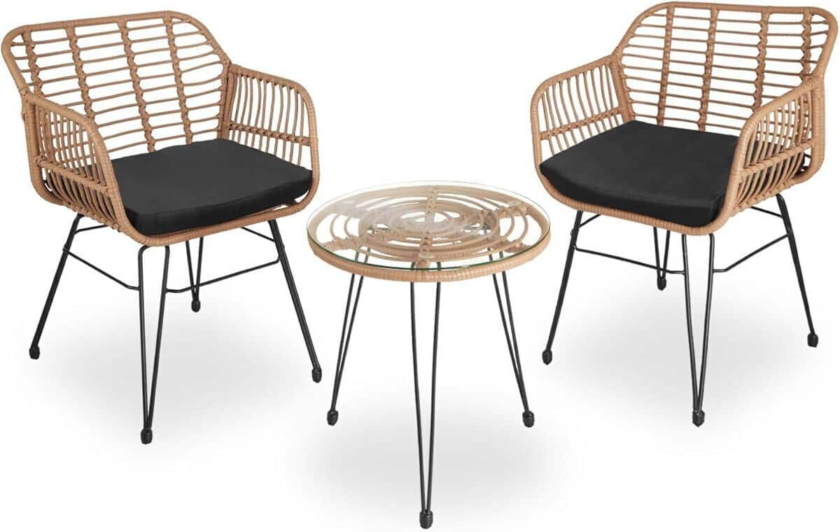 Test salon de jardin TecTake® en poly rotin pour 2 personnes