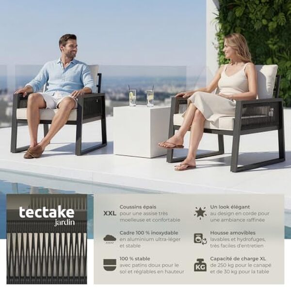 Découvrez notre test complet des fauteuils de jardin TecTake avec coussins épais : confort, durabilité et prix. Comparatif détaillé et conseils d'achat pour votre terrasse.