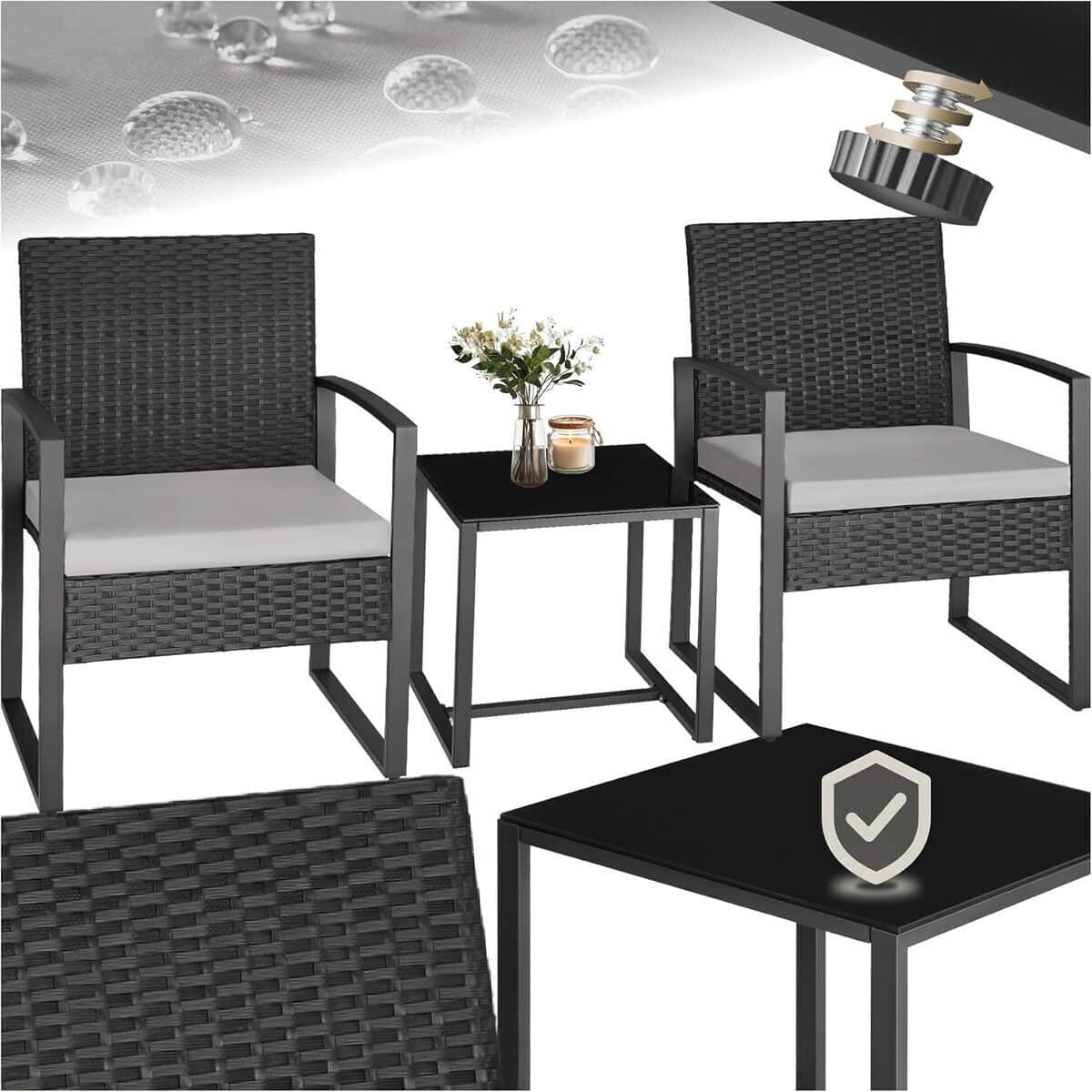 Test du salon de jardin TecTake® : confort et style en poly rotin noir