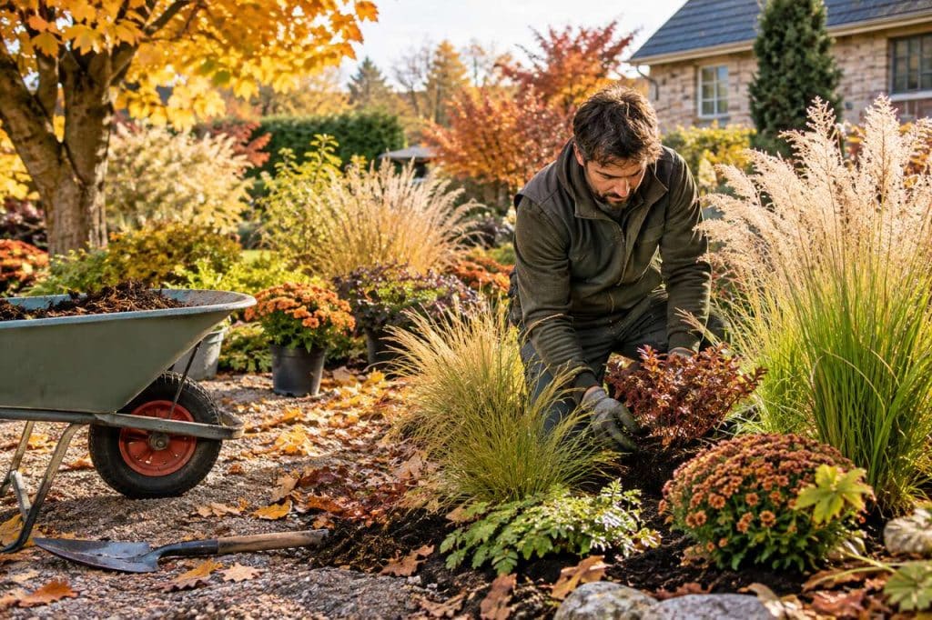 Aménagement de jardin en automne avec un paysagiste